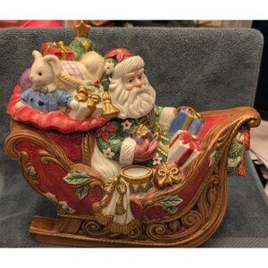 Fitz & Floyd 2003 “Santa's Sleigh” Ceramic Christmas Cookie Jar NO Box, Mint